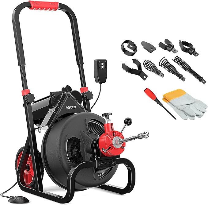POPULO 8-Piece Drain Snake Drill Attachment - Tackle Any Clog with Precision,Commonly Used in POPULO 50FT-100FT AC Drain Cleaning Machine,Suitable for 5/16-inch to 3/4-inch Drain Snake Cable