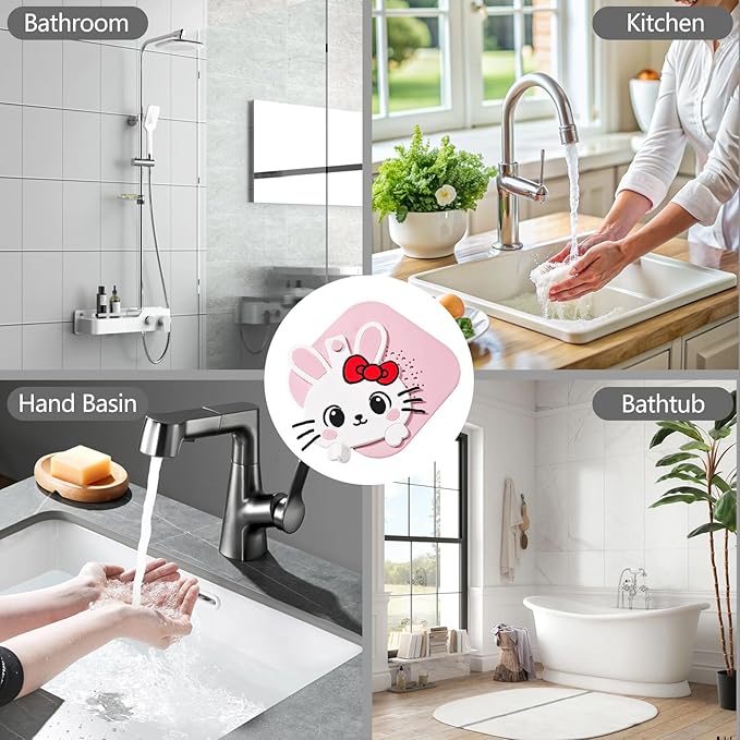 2-in-1 Silicone Shower Drain Hair Catcher & Bathtub Drain Cover, Hair Stopper for Bathroom, Tub, Sink, Kitchen, Laundry - Prevents Clogs and Unpleasant Smells (2, Pink)