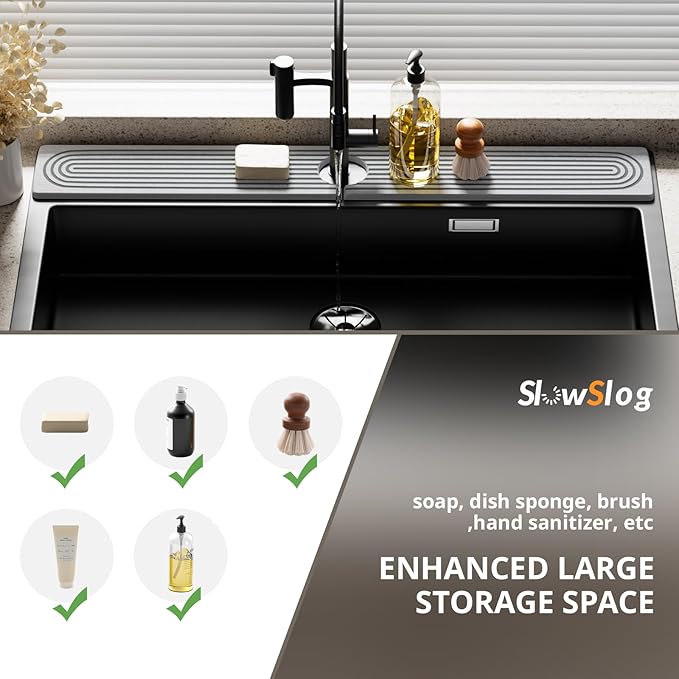 Quick Dry Sink Splash Guard - 30" Instant Dry Stone Sink Tray for Faucets - Absorbent Diatomaceous Earth Faucet Mat for Kitchen Countertop and Bathroom - Light Gray