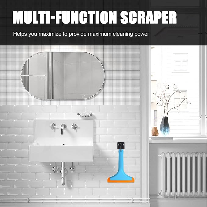 Ziciner Small Silicone Window Squeegee, Car Windshield Water Blade Squeegee, Multifunctional Auto Squeegee with 5.9 Inch Blade and Non-Slip Handle for Car Window, Home Cleaning (Blue-2PCS)