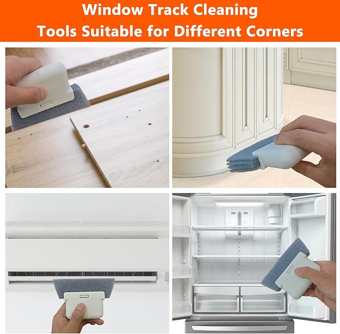 Window Screen Cleaner and Groove Cleaning Brush, Mesh Screen Cleaning Brush and 3 PCS Hand-held Magic Window Track Cleaning Tools for Sliding Door, Sill, Tile Lines, Shutter, Car Vents