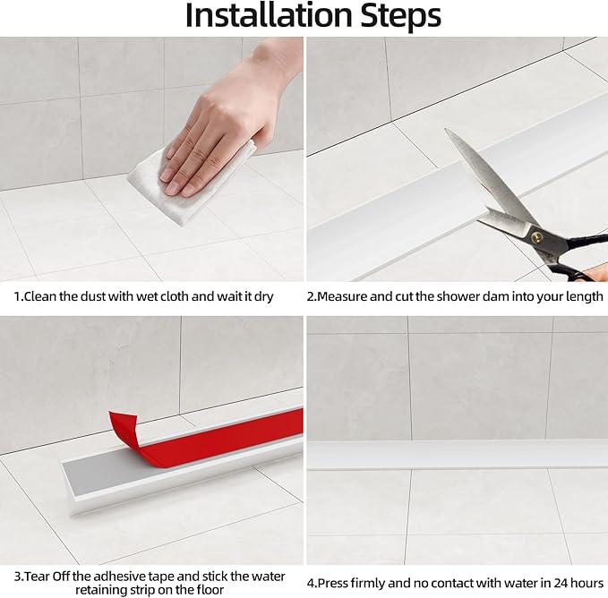 39 inch Water Barrier for Sink, Silicone Rubber Kitchen Water Splash Guard, Bendable Corner Dam Water Retaining Strip for Countertop,Shower, Bathroom,Frameless Shower Threshold Door Bottom Seal Strip