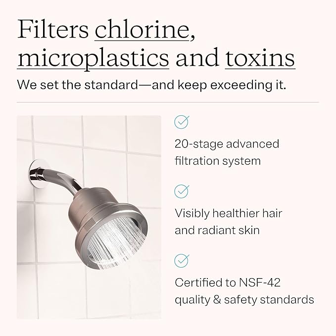 MDhair Replacement Shower Filter - 20-Stage Filtration for Chlorine, Heavy Metals & Hard Water, Restores Hair & Skin Health, Fits MDhair Filtered Showerhead, 3-Month Use, High Pressure (1 Pack)