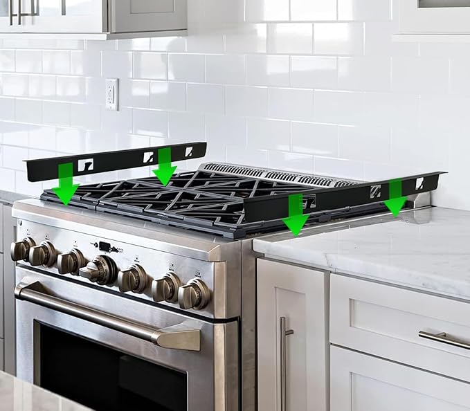 Stove Gap Covers,Stove Gap Filler, Range Trim Kit, Stove Gap Guards, Heat Resistant and Easy to Clean （Aluminum Black 23.4 in.）
