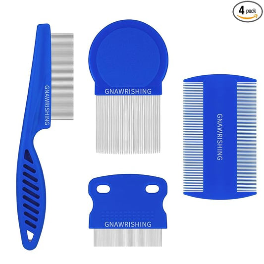 Flea Comb 4Pcs with High Strength Teeth Pet Tear Stain Remover Combs, Pet Dog Cat Grooming Comb Set Effective Float Hair Remover
