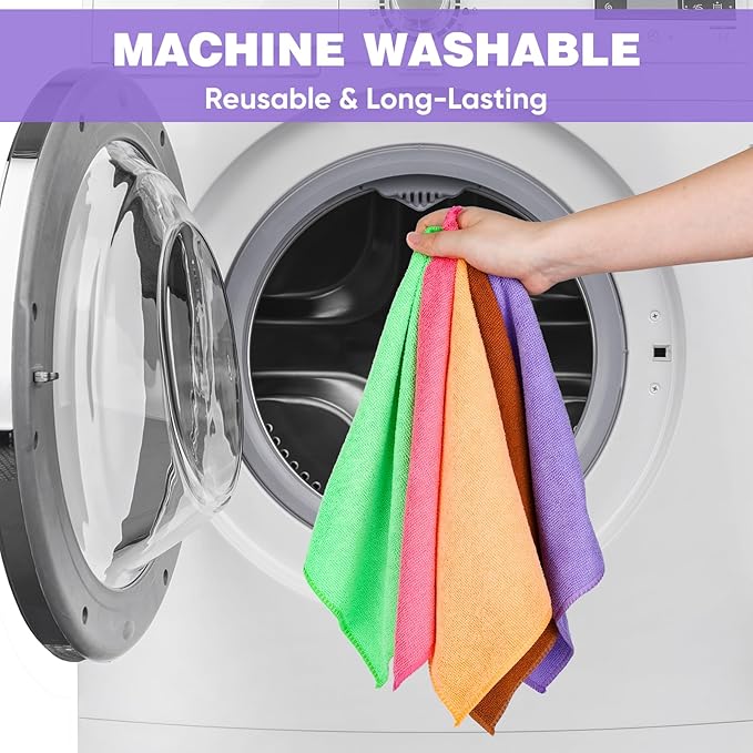 10 Colors Microfiber Cleaning Cloths, 150 Pack Assorted Cleaning Rags, Highly Absorbent Microfiber Towels for Car, Kitchen, Bathroom and Household Cleaning, 11.8"X11.8"
