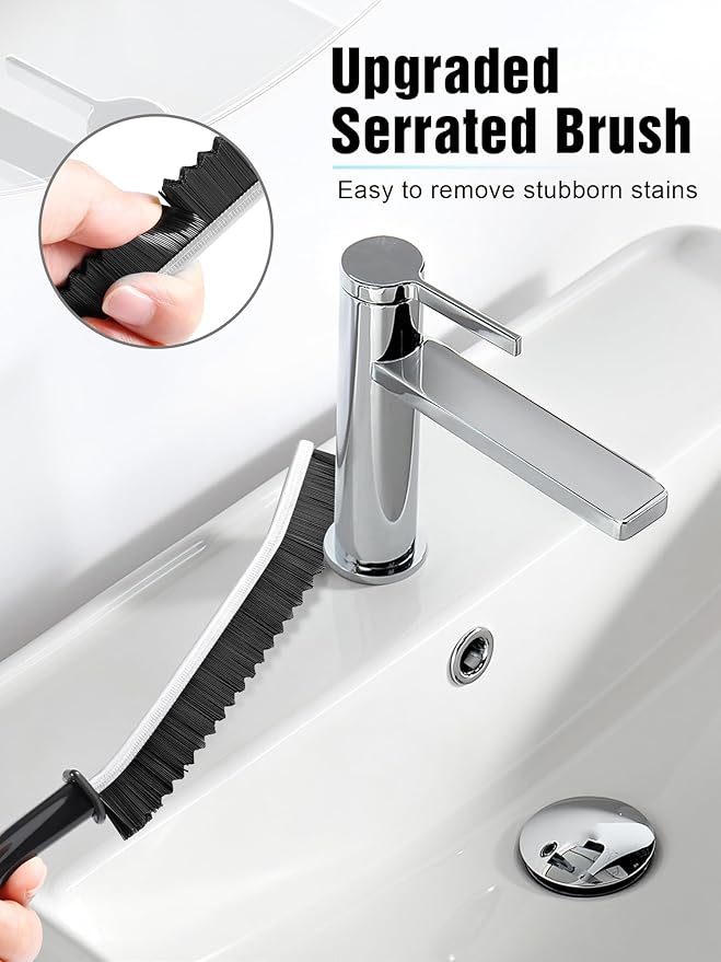 3 Pack Hard Bristle Crevice Cleaning Brush - Multifunctional Gap Small Cleaning Brush for Bathroom, Kitchen, Living Room, Grout, Window, Vehicle, Faucets, Toilet