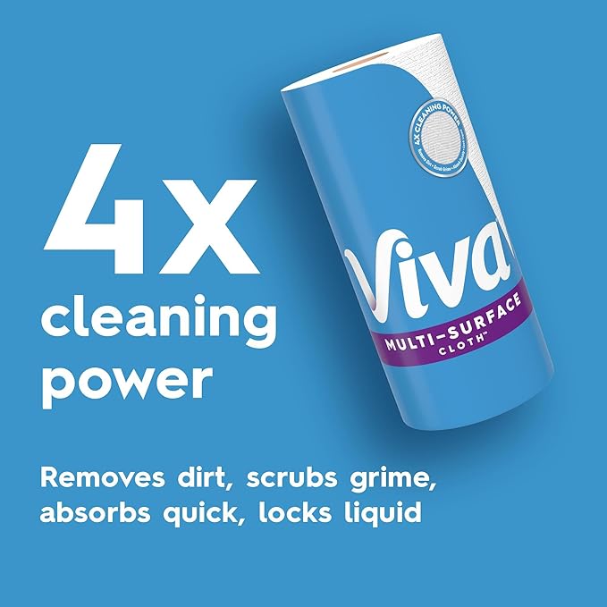 Viva Multi-Surface Cloth Paper Towels, Choose-A-Sheet Size, 3 Double Rolls, 110 Sheets per Roll (Packaging May Vary)