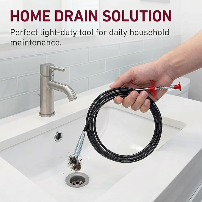 Drain Snake 79 Feet, Plumbing Snake Drain Hair Clog Removal Tool, Sink Unclogger Drain Cleaner Tool for Bathroom Kitchen Tub Shower Drain Clog Remover,Flexible Grabber Claw Pick Up Reacher