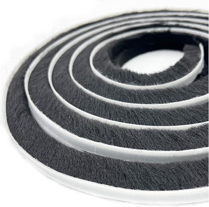 32ft Door Weather Stripping Door Seal Strip Brush for Sliding Windows/Doors Frame (32ft x11/32 Backing x 9/16 Brush inch, Black)