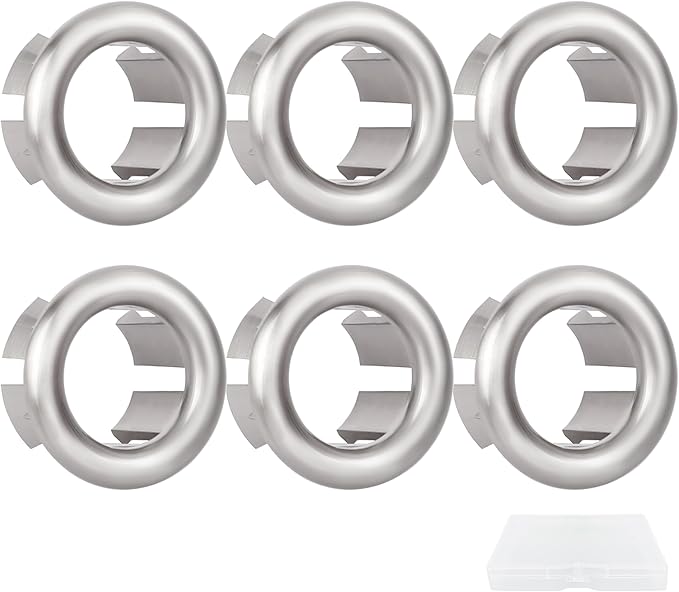 VRSS 6-Claw Bathroom Kitchen Sink Overflow Ring Basin Trim Cover Hole Insert in Caps (6Pcs Brushed Nickel)