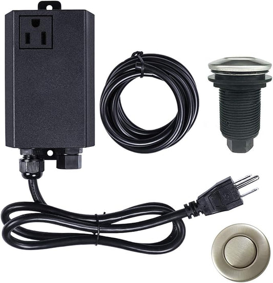 Garbage Disposal Air Switch Kit Sink Top Waste Disposal Stainless Steel Brushed Nickel On/Off Air Button Food and Waste Disposals Part by Etoolcity