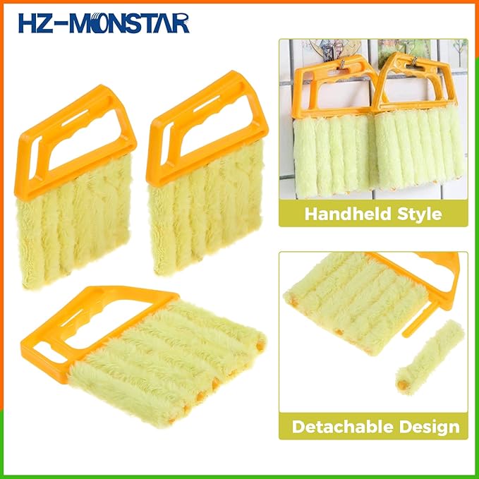 3Pcs Blind Cleaner Duster Tool, 7-Finger Dusting Tool for Window Venetian, Washable Mini Brush, Air Conditioner Handheld Mini Duster Brush for Wood Blinds Dust Dirt