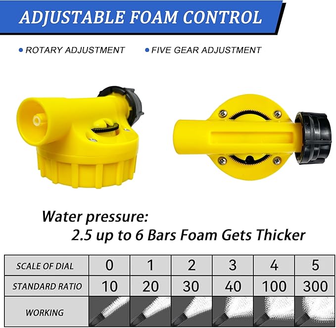 Foam Gun Car Wash Sprayer + Washing Sponge & Absorbent Towel, Hose Nozzle Foam Cannon Car Washing Kit, for Garden Cleaning, Pet Showering (Yellow)