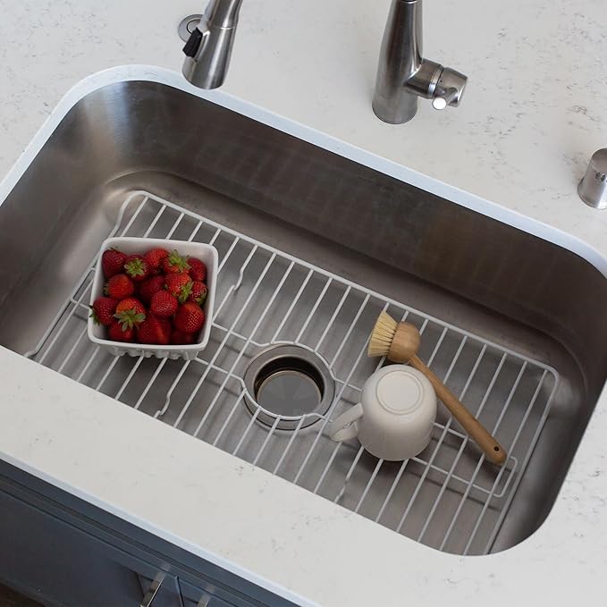 Better Houseware Sink Protectors for Kitchen Sink, Protective Metal Grid, 24.125x12.75x1 inches, White Kitchen Sink Mat to Shield Sink Base from Scratches, Rust-Resistant Coating, XL