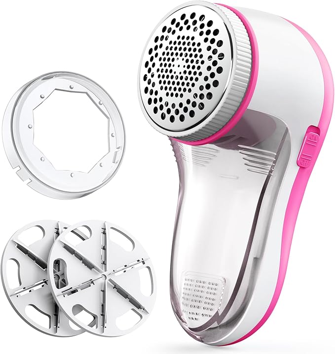 POPCHOSE Fabric Shaver, Lint Remover for Clothes, Electric Lint Shaver with 6-Leaf Blades, Sweater Shavers to Remove Pilling for Clothing, Couch, Furniture, Fuzz, Lint Ball, Bobbles, Pink