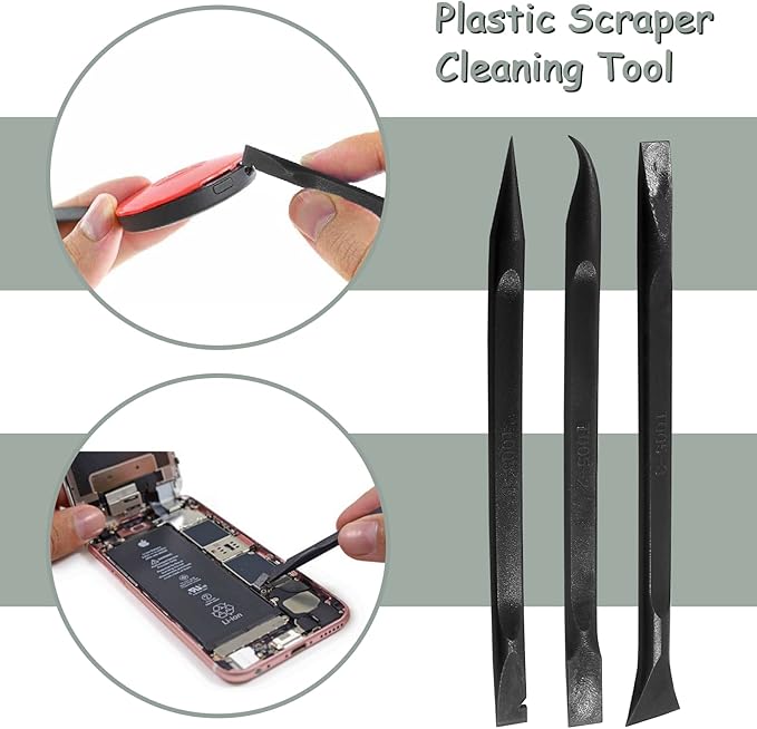 9Pcs Carbon Fiber Scraper Cleaning Tool Non-Scratch Plastic Multi-Purpose Stiff Scraper Pen-Shaped Scraper Tool for Paint, Stickers Label, Food, Tight Spaces, Crevices, Kitchen (Black)