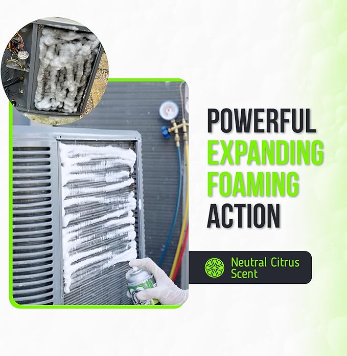Foam Blaster AC Coil Cleaner for AC Unit | No Rinse Formula for Evaporators & Condensers | Neutral Citrus Scent