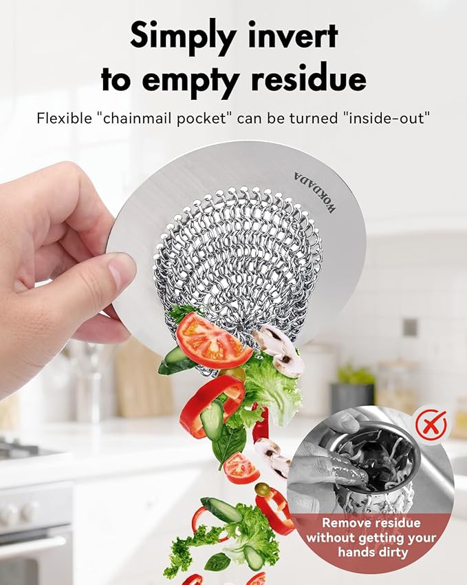 4 PCS Kitchen Sink Drain Strainer, Flippable Mesh Sink Strainer, 304 Stainless Steel Sink Screen, Easy Clean Large Basket Strainer, Anti-Clog Garbage Disposal Cover Fit for Standard Sink Drain