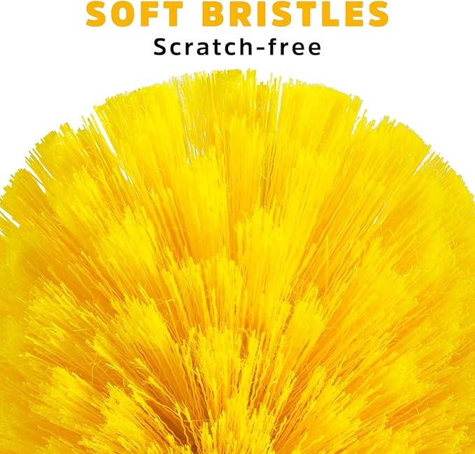 Cobweb Duster Brush Head, Spider Web Cleaning Tool, Indoor & Outdoor Use, Fits 3/4 Inch Acme Threaded Poles (Yellow)