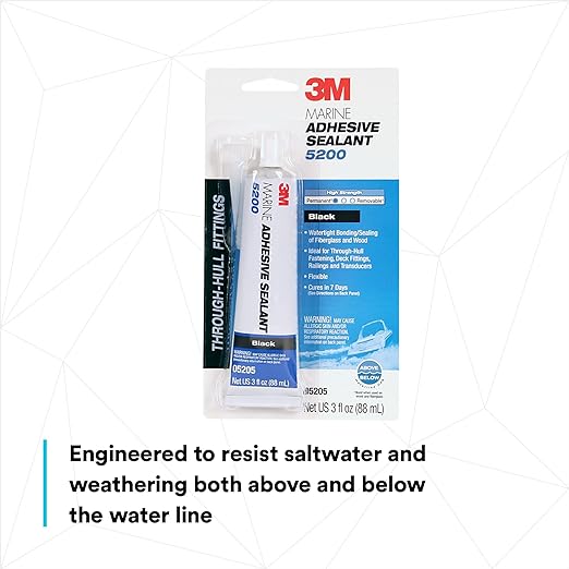 3M Marine Adhesive Sealant 5200 - Permanent Bonding and Sealing for Boats and Marine Applications - Black - 3 Ounces