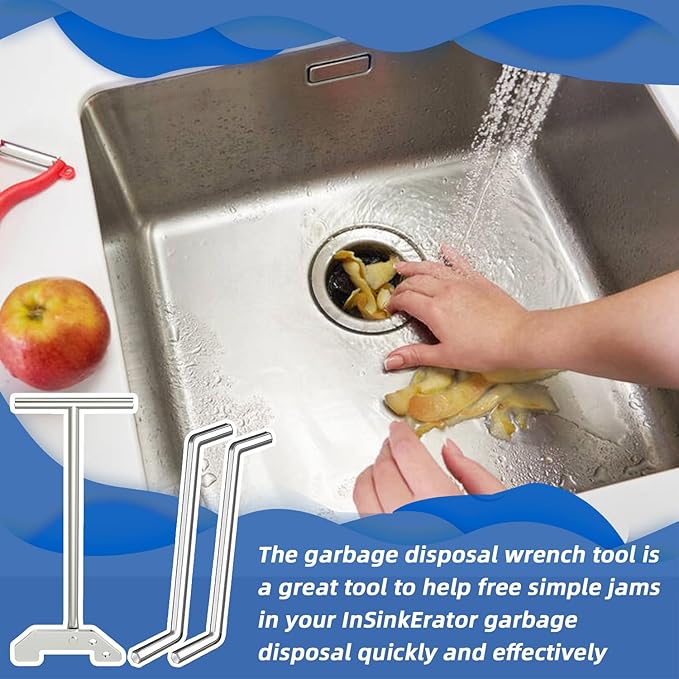 Woiron Garbage Disposer Unjamming Wrench with 2 PCS Allen Wrench Tool for Removing Clogs Above The Sink