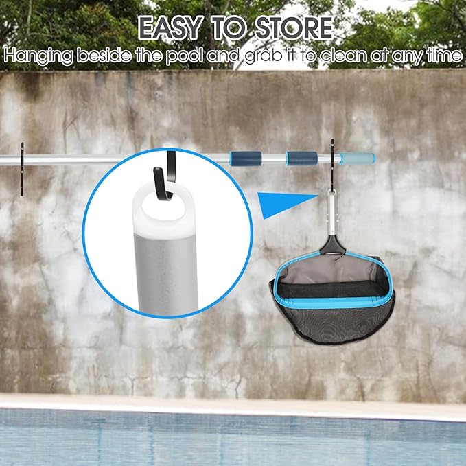 TidyMister Pool Skimmer Net with Front Double Layer Net, Ultra Fine Mesh Diamond Netting Pool Leaf Rake for Above Ground Pools & In-ground Pools, Fit with 1-1/4'' Standard Pole