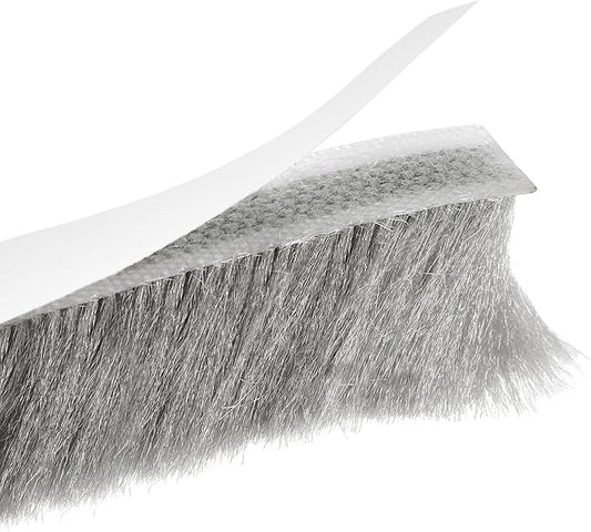 uxcell Weather Stripping Brush, 20ft L x 0.35" W x 0.9" H Self-Adhesive Seal Weatherstrip Sweep Brush Gray for Door Window
