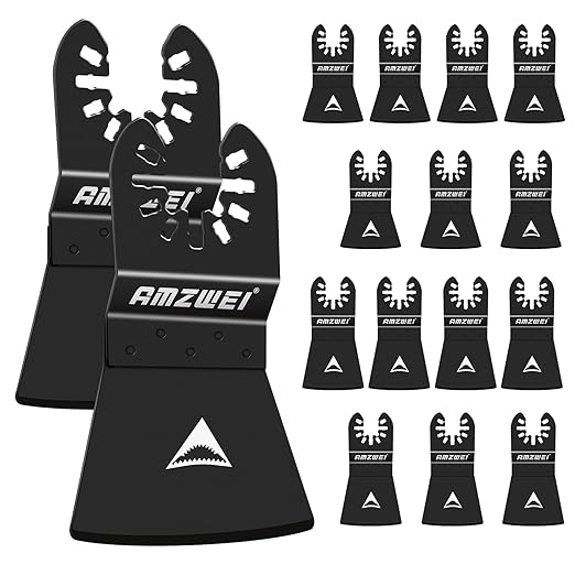 16PCS Oscillating Tool Scraper Blades,HCS Caulk Remover Tool Blades for Vinyl Flooring,Paint,Carpet,Tile Adhesives, Compatible with Dewalt Milwaukee Dremel, Ryobi, Rockwell