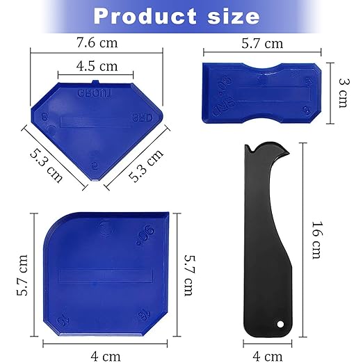 11Pcs Caulking Tools, 3 in 1 Silicone Caulking Finishing Tool Kit(Stainless Steelhead), Reuse and Replace 5 Silicone Pads, Sealant Caulk for Kitchen Bathroom Window, Sink Joint