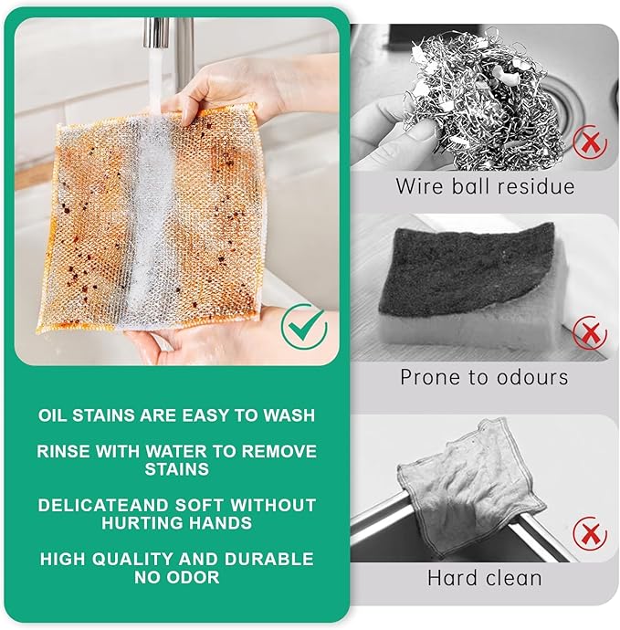 24 Pcs Reusable Dish Cloths, Multipurpose Non-Scratch Cleaning Cloths for Kitchen, Dishes, Sinks, and Stove Tops, Durable and Eco-Friendly