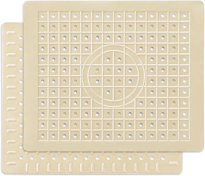 WILLKOMMEN Kitchen Sink Mat, 12" x 10" Rectangular Sink Protector Pad, Fast-Draining Grid Design Liner, Dish Drying Mat 2 Pack Beige