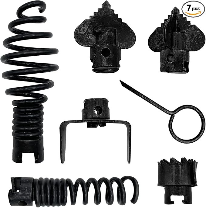 7 Pcs Drain Cleaner Combination Cutter Head Set 16mm Drain Snake Drill Attachmet Drain Snake Attachment for Pipeline Dredging Machine (Black)