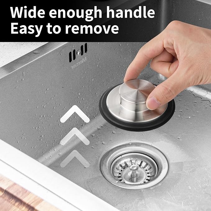 Tifanso Kitchen Sink Drain Stopper Cover, 2PCS Stainless Steel Garbage Disposal Stopper 3.34 Inch Drain Plug, Fits Standard Kitchen Sink Size of 3-1/2 Inch