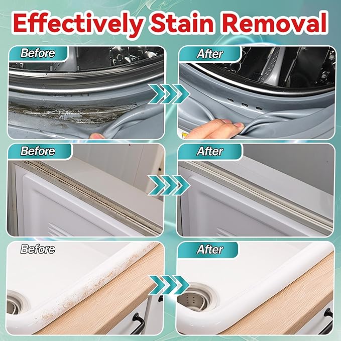 2 Packs Household Stain Remover Gel, Powerful All-Purpose Stain Cleaner Gel, Effective on Bathroom, Shower, Sink, Grout, Washing Machine Seal, Kitchen