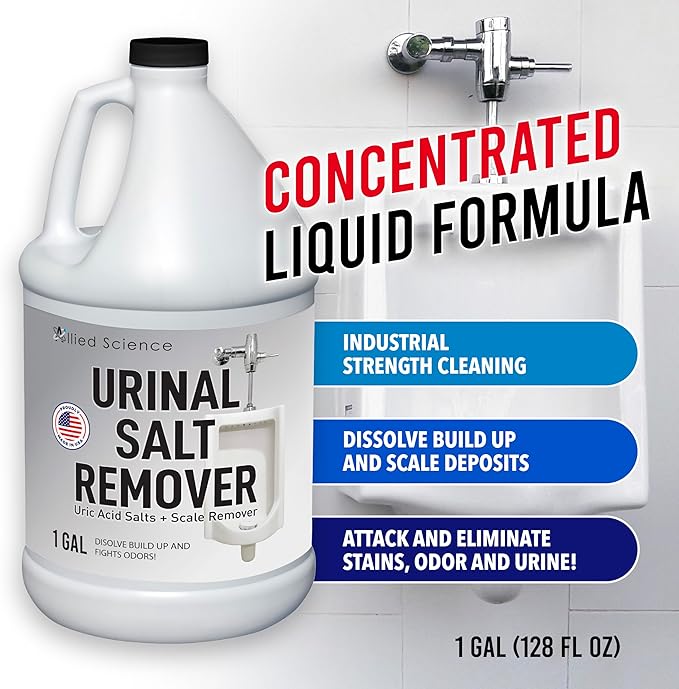 Allied Science Urinal Salt Remover - Uric Acid Salts Scale Remover Unclogs Urinals and Removes Uric Acid Odors - 4 Gallons