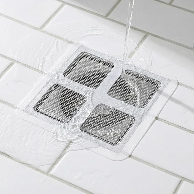 Disposable Shower Drain Hair Catcher, 50 Pack Adhesive Mesh Drain Covers for Shower, Bathtub, Bathroom Sink & Laundry – Peel and Stick Drain Strainer, Waterproof, Fast Drainage, Prevents Hair Clogs