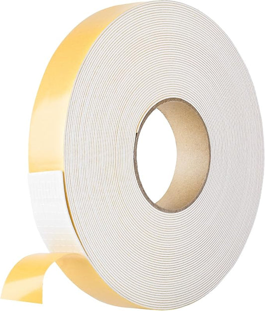 Kikerike Self Adhesive Foam Tape Weatherstrip 1in x 1/16in x 66Ft High Density Foam Insulation Strips Seal Weather Stripping with Strong Adhesive for Door and Window Sound Isolation Soundproofing