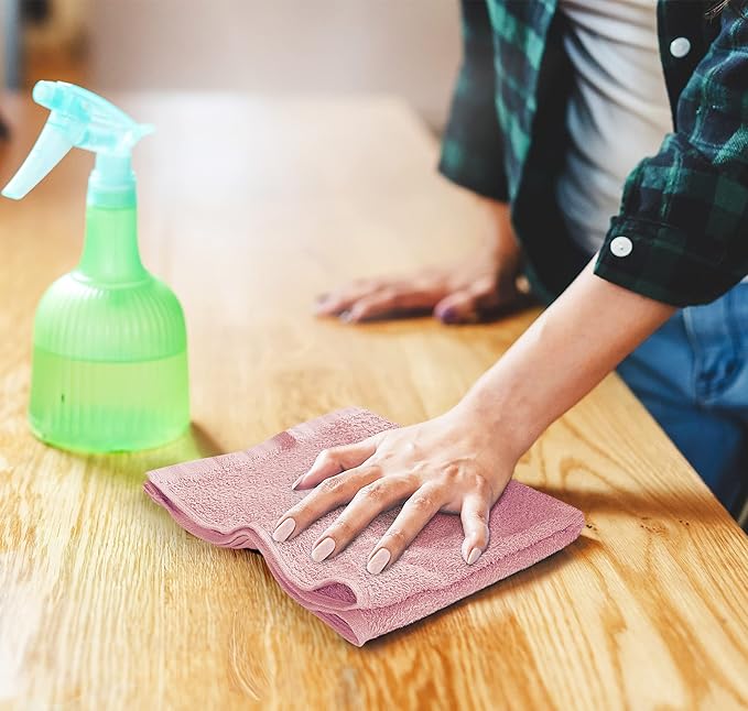 Utopia Towels Kitchen Bar Mops, Pack of 12, 16 by 19 Inches, 100% Cotton Super Absorbent Dusty Pink Towels, Multi-Purpose Cleaning Towels for Home and Kitchen Bars