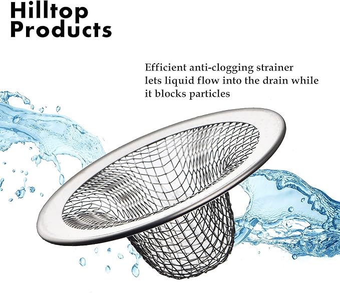 12 Pack - 2.125" Top / 1" Basket- Mesh Sink Drain Strainer Hair Catcher for Bathroom Sink, Utility, Slop, Laundry, RV and Lavatory