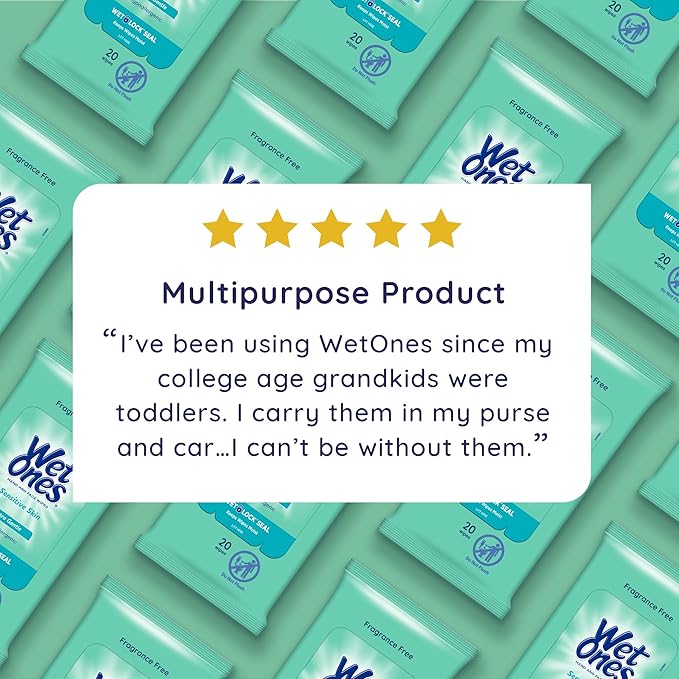Wet Ones Hand Wipes, 20 Wipes (Pack of 10)
