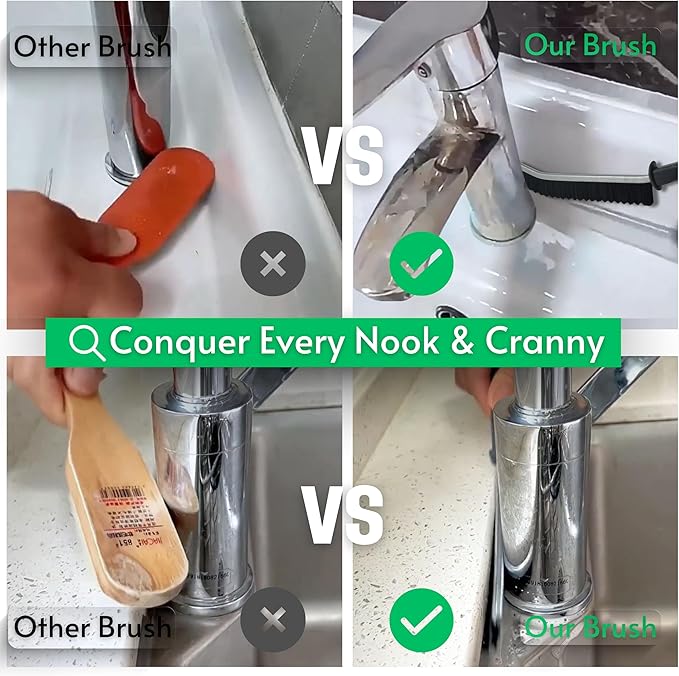 Hard Bristle Crevice Cleaning Brushes for Household use - Multifunctional Crevice Cleaning Tools for Housekeeping & Bathroom Cleaning Tools - Small Cleaning Brushes for Tight Spaces
