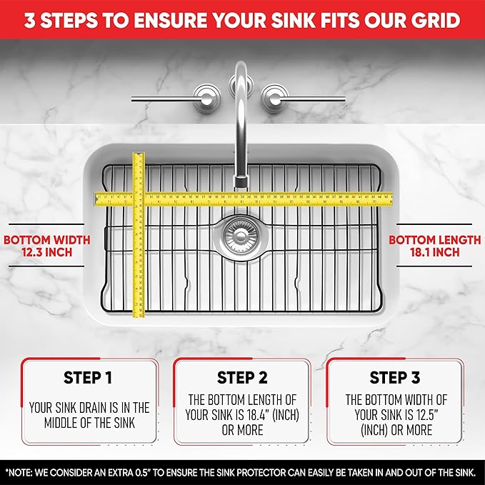 Better Houseware Sink Protectors for Kitchen Sink, Protective Metal Grid, 18.1x12.3x1 inches, White Kitchen Sink Mat to Shield Sink Base from Scratches, Rust-Resistant Coating, 2 Pack, L