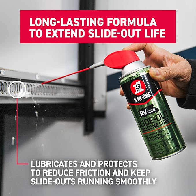 3-IN-ONE RV Care Trio Pack Includes Slide Out Lube 11 oz, Window & Track Lube 10 oz and Rubber Seal Conditioner 11oz.