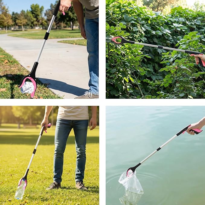 2-Pack 32" Grabber Reacher Tool, Foldable Reacher Grabber Pickup Tool with 360° Rotating Jaw & Magnetic Tip, GarbageTrash Picker Upper Grabber,Lightweight Grabbers for Seniors/Elderly(Pink)