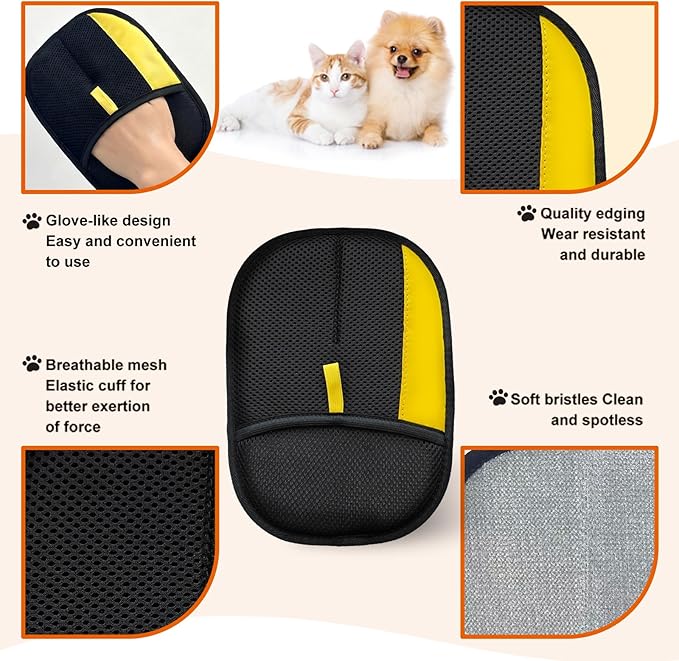 Electrostatic Gloves for Pet Hair Removal: Upgraded 2PCS Animal Fur Removal Tool for Dogs&Cats Efficient Reusable Pet Hair Remover for Couch Carpet Car Seat Clothing Quick Clean (2 pcs-Blue)
