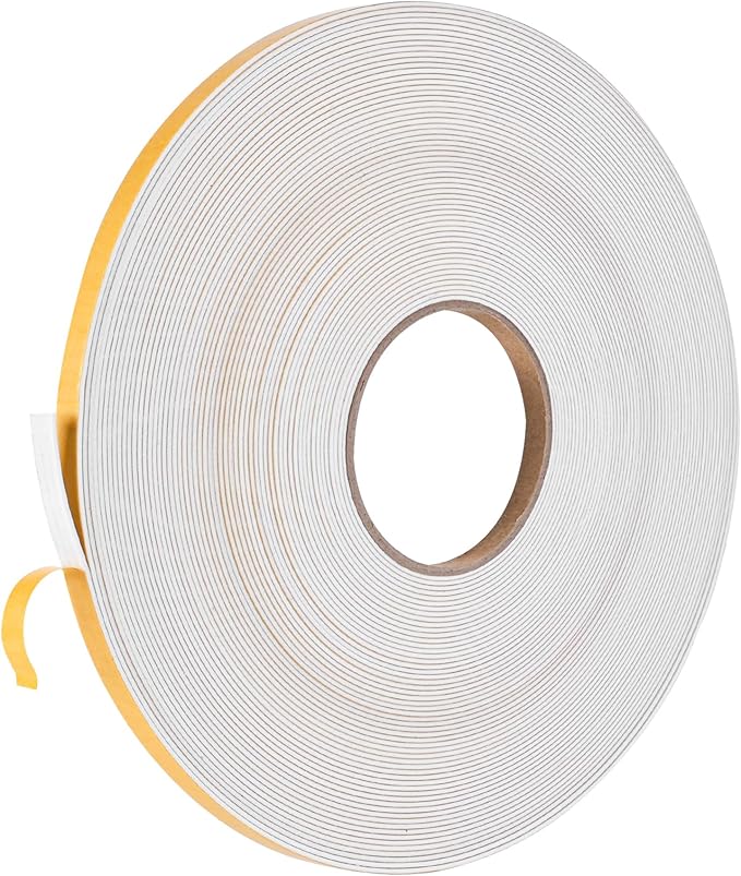 Self Adhesive Foam Tape Weatherstrip 1/4in x 1/16in x 98.4Ft High Density Foam Insulation Strips Foam Seal Weather Stripping with Strong Adhesive for Door and Window Sound Isolation Soundproofing