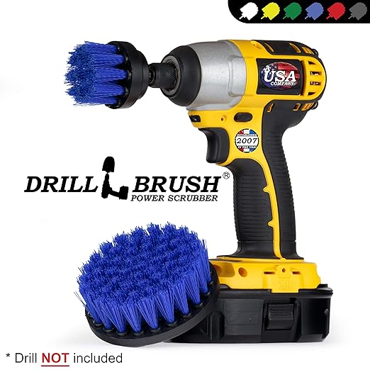 Kayak Cleaning Brush - Pool Scrubbing Tool - Boat Power Scrubber - Blue Medium Stiffness 5in Scrub Brush - Power Cleaning Tool - Fish Tank Scrubber - Aquarium Cleaner - Marine Vessels - Pool Liner