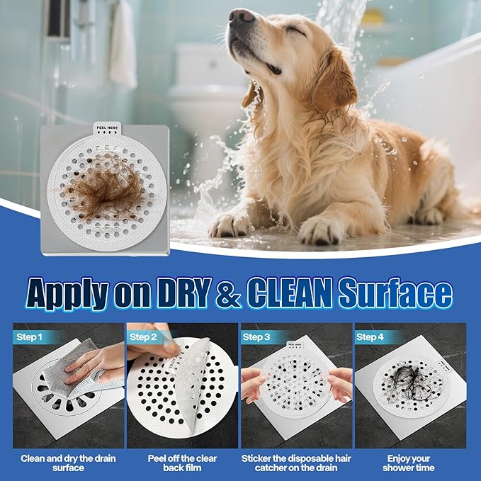 38 PCS Disposable Shower Drain Hair Catcher, Mesh Drain Covers Stickers, Peel & Stick Drain Strainers to Stop Clogs, Strong Adhesive Mesh Stickers for Bathtub, Bathroom, Kitchen Sink, Easy Peel Remove