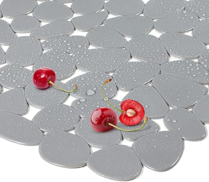 Yolife Pebble Sink Mats for Stainless Steel &Porcelain Sink, PVC Sink Saddle Protectors Kitchen Sink Mat, Dishes and Glassware (Solid Grey)